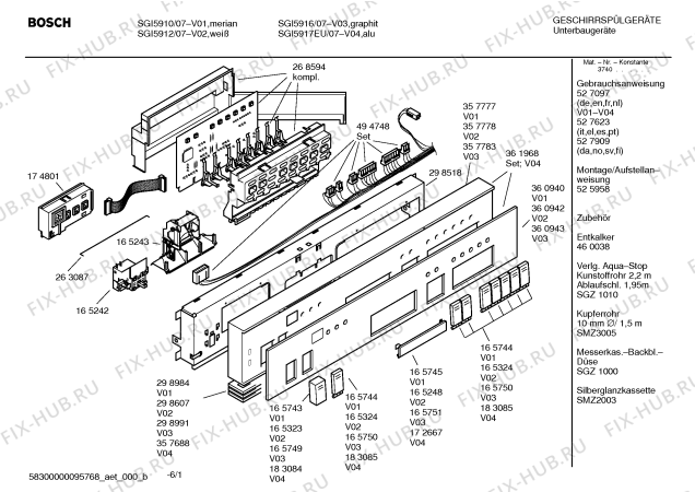Схема №3 SGI5917EU с изображением Передняя панель для посудомойки Bosch 00361968