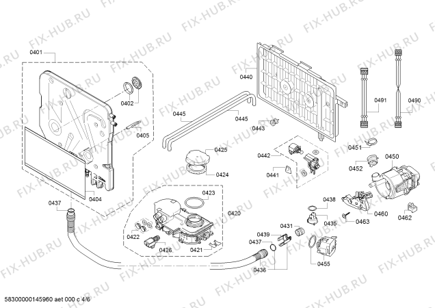 Взрыв-схема посудомоечной машины Bosch SKE63M05EU - Схема узла 04