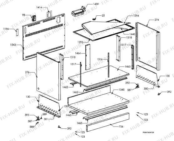 Взрыв-схема плиты (духовки) Aeg Electrolux C41022V-M - Схема узла Section 4