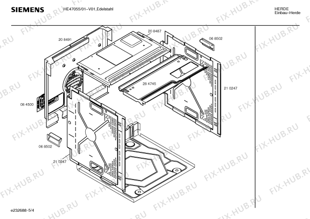 Взрыв-схема плиты (духовки) Siemens HE47055 - Схема узла 04