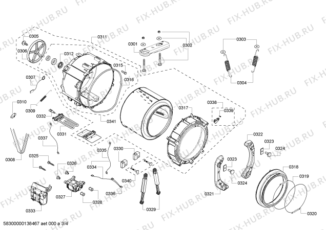 Взрыв-схема стиральной машины Bosch WBB24752EU - Схема узла 03