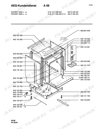 Взрыв-схема посудомоечной машины Aeg FAV3050U-W NSFSDK - Схема узла Housing 001