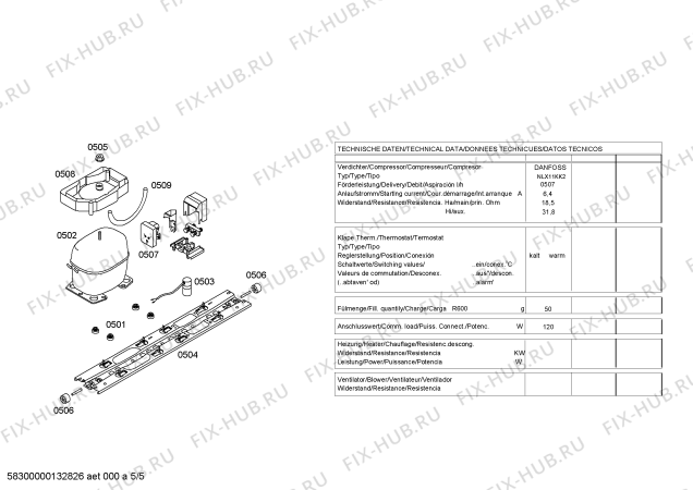 Взрыв-схема холодильника Gaggenau RB272352S - Схема узла 05