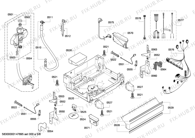 Взрыв-схема посудомоечной машины Bosch SMS69T32EU - Схема узла 05