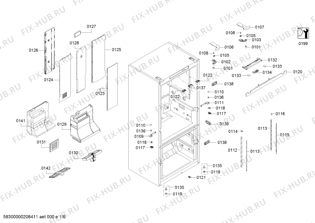 Схема №1 KFN86AA76C с изображением Дверь для холодильника Bosch 00777728