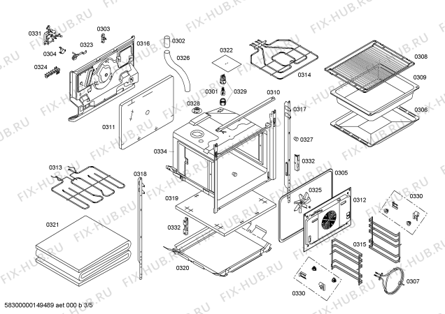 Взрыв-схема плиты (духовки) Bosch HCE743220G - Схема узла 03