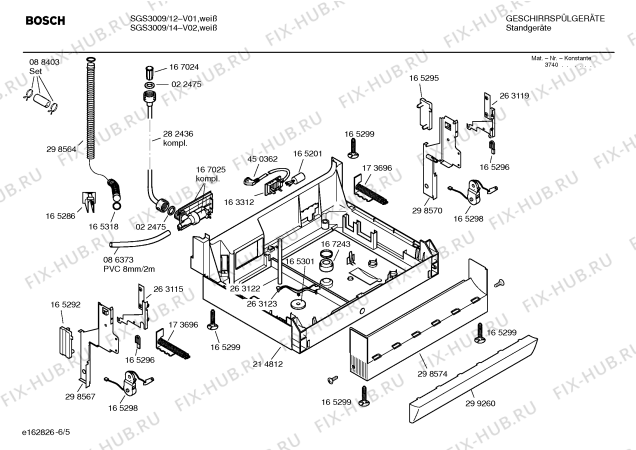 Схема №1 SGS3002EU с изображением Инструкция по эксплуатации для электропосудомоечной машины Bosch 00521526