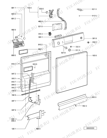 Схема №2 ADP 4400/1 WH с изображением Панель для посудомойки Whirlpool 481245373377