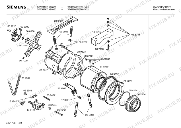 Взрыв-схема стиральной машины Siemens WXB860FF SIWAMAT XB860 - Схема узла 03