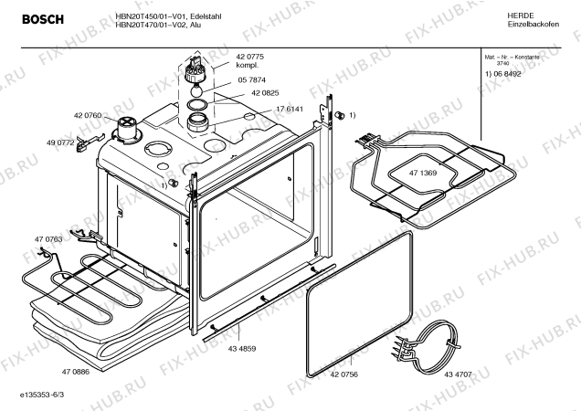 Взрыв-схема плиты (духовки) Bosch HBN20T450 - Схема узла 03