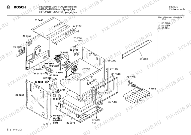 Взрыв-схема плиты (духовки) Bosch HEE658TFD - Схема узла 02
