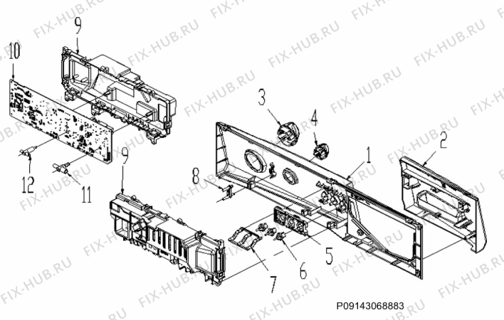 Взрыв-схема стиральной машины Zanussi ZWF1106W - Схема узла Command panel 037