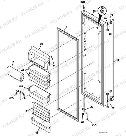 Взрыв-схема холодильника Aeg Electrolux S75628KG3 - Схема узла Refrigerator door