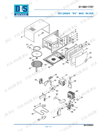 Схема №1 SFORNATUTTO MICROWAVE MW 421SIL с изображением Электрорегулятор для свч печи DELONGHI 5919132100