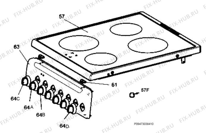 Взрыв-схема плиты (духовки) Electrolux EKC501503W - Схема узла Section 4