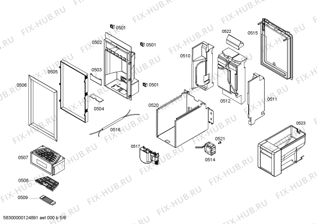 Взрыв-схема холодильника Bosch B24ID80NLP - Схема узла 05