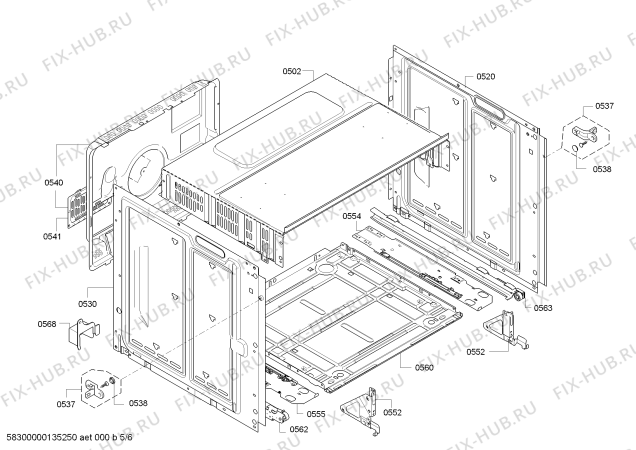 Взрыв-схема плиты (духовки) Siemens HE33BD550 - Схема узла 05