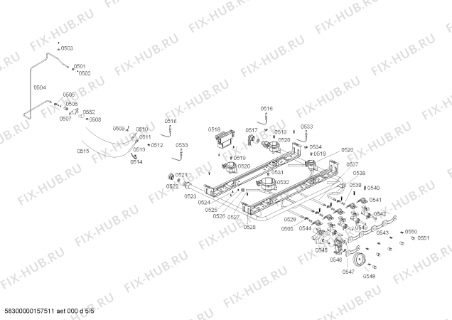 Взрыв-схема плиты (духовки) Bosch HSG19I21SC COCINA BOSCH PRO6200 INOX L60 220V/50- 60Hz - Схема узла 05