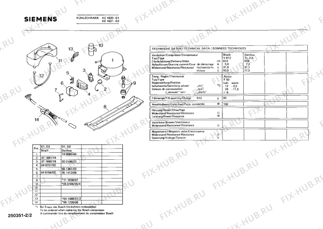 Взрыв-схема холодильника Siemens KE1620 - Схема узла 02