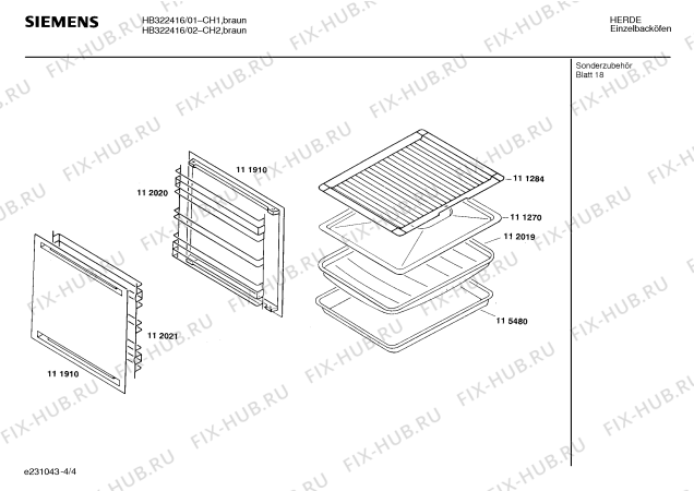 Взрыв-схема плиты (духовки) Siemens HB322416 HB3224 - Схема узла 04