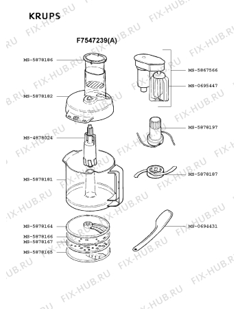 Взрыв-схема кухонного комбайна Krups F7547239(A) - Схема узла PP000362.5P2