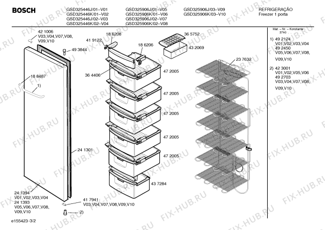 Схема №1 GSD325906Q BOSCH с изображением Выдвижной ящик для холодильной камеры Bosch 00437284