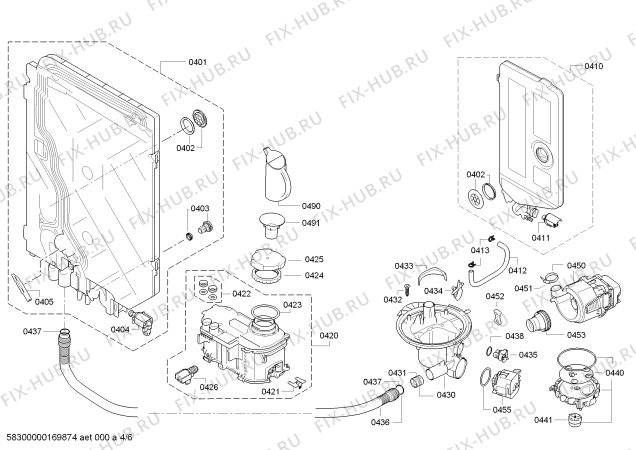 Взрыв-схема посудомоечной машины Bosch SMS58M62FF SilencePlus - tp3 - Схема узла 04