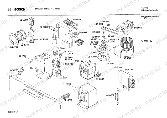 Взрыв-схема микроволновой печи Bosch HMG221035 - Схема узла 04