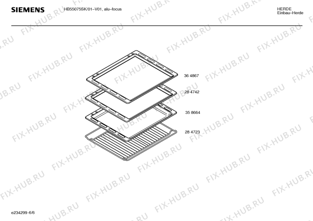 Схема №3 HB55075SK с изображением Инструкция по эксплуатации для плиты (духовки) Siemens 00582594