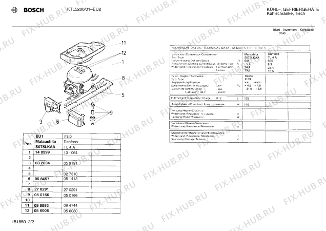 Взрыв-схема холодильника Bosch KTL5200 - Схема узла 02