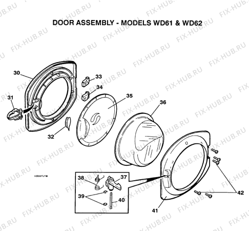 Взрыв-схема плиты (духовки) Hotpoint WD61P (F033019) - Схема узла