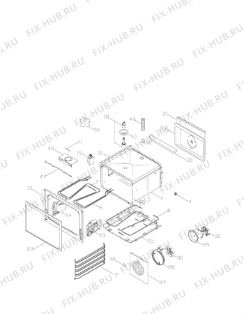 Взрыв-схема плиты (духовки) Aeg Electrolux 5010V-W - Схема узла Oven