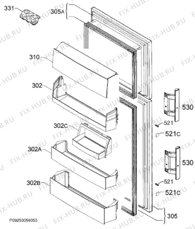 Взрыв-схема холодильника Rex Electrolux RJ2301AOX2 - Схема узла Door 003