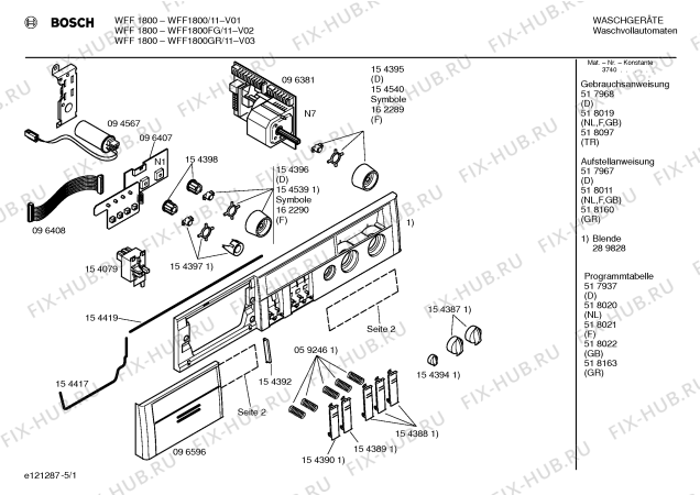 Схема №2 WFF1600TR WFF1600 с изображением Индикатор для стиралки Bosch 00154540