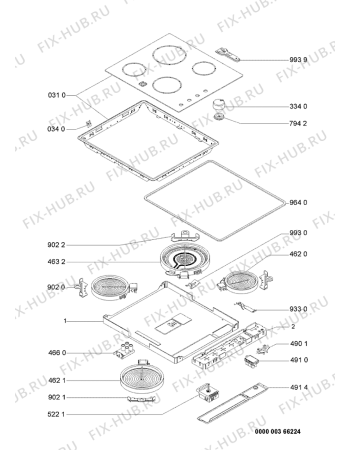 Схема №1 HOB 423/S с изображением Запчасть для духового шкафа Whirlpool 481244039706