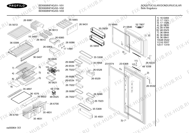 Взрыв-схема холодильника Profilo BD9300NFHG EuroLux - Схема узла 02