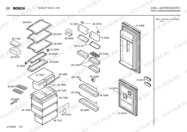 Взрыв-схема холодильника Bosch KGS3771IE - Схема узла 02