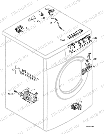 Взрыв-схема стиральной машины Rex Electrolux RWF10140W - Схема узла Electrical equipment 268