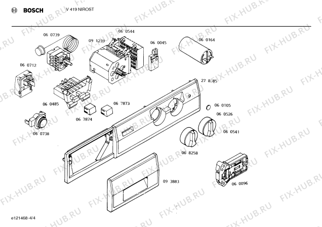 Схема №1 V419NIROST с изображением Кнопка для стиралки Bosch 00067873