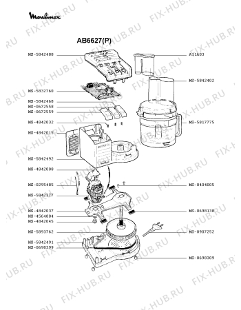 Взрыв-схема кухонного комбайна Moulinex AB6627(P) - Схема узла QP000427.4P2