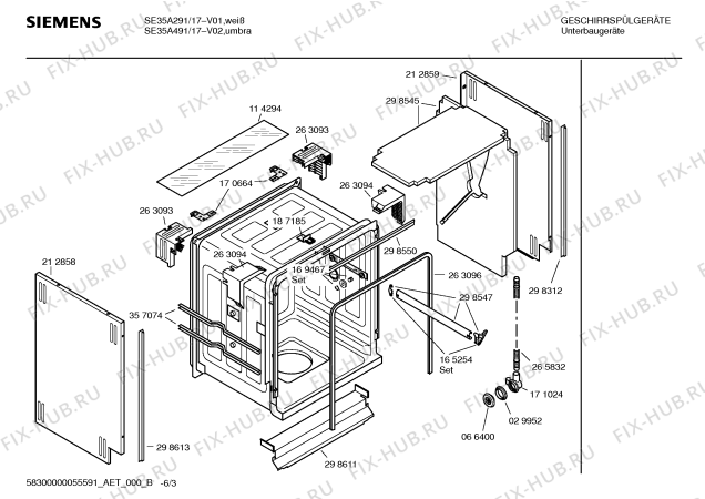 Взрыв-схема посудомоечной машины Siemens SE35A491 - Схема узла 03