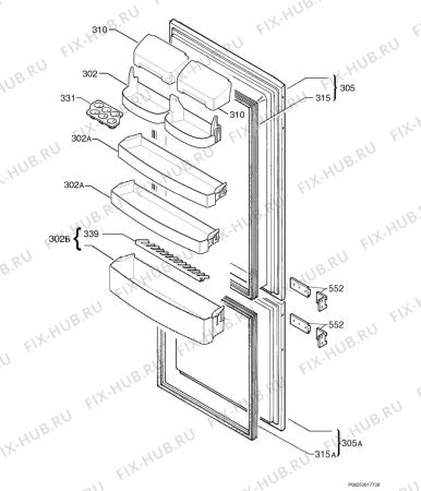 Схема №1 DRC926JE с изображением Дверца для холодильника Aeg 2256522026