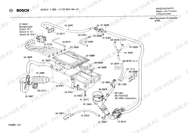 Схема №2 0722054150 V692 с изображением Регулятор уровня воды для стиральной машины Bosch 00073868