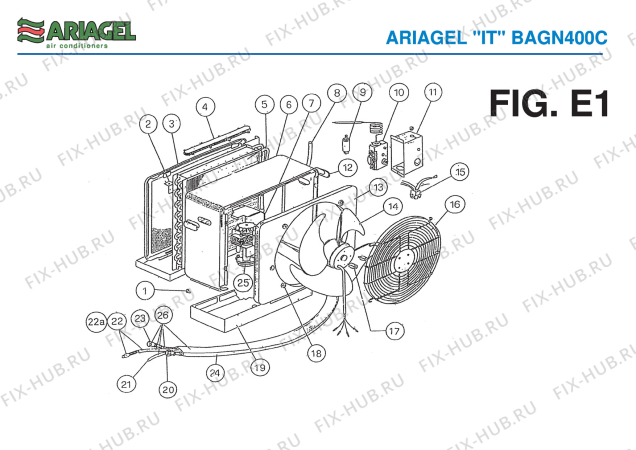 Взрыв-схема кондиционера Ariagel BAGN 400C - Схема узла 6