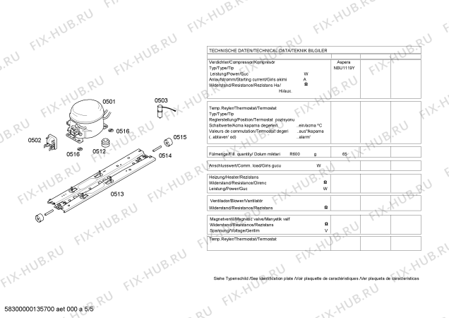 Взрыв-схема холодильника Bosch KDN49A73NE - Схема узла 05