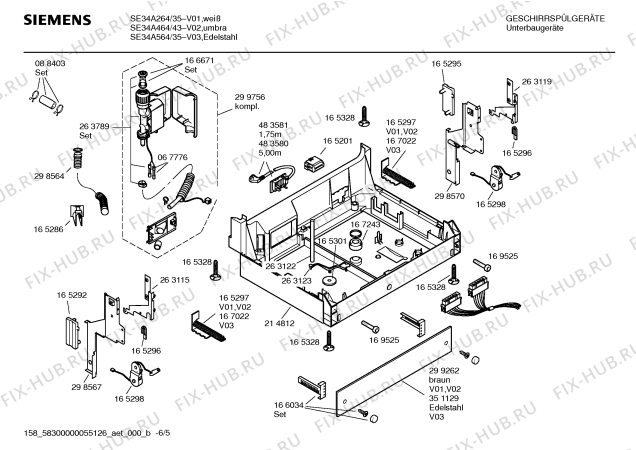 Взрыв-схема посудомоечной машины Siemens SE34A564 - Схема узла 05