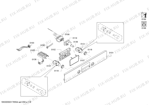 Схема №1 HBA13B151B Bosch с изображением Панель управления для духового шкафа Bosch 00675020