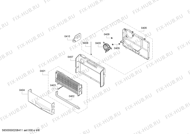 Взрыв-схема холодильника Bosch KFN86AA76C - Схема узла 04