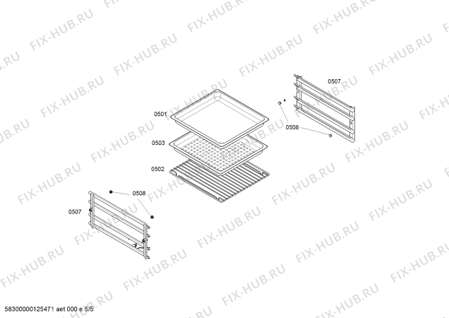 Взрыв-схема плиты (духовки) Gaggenau BS281110 - Схема узла 05