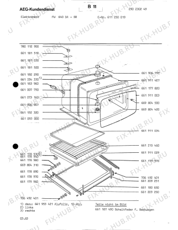 Взрыв-схема плиты (духовки) Aeg FW 640 DA SB - Схема узла Section1